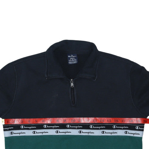 Champion Women's Black Green Small 1/4 Zip Sweatshirt Pullover