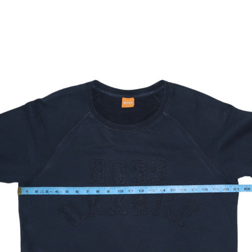 Hugo Boss Mens Navy Sweatshirt L Crew Neck Cotton BOSS Orange