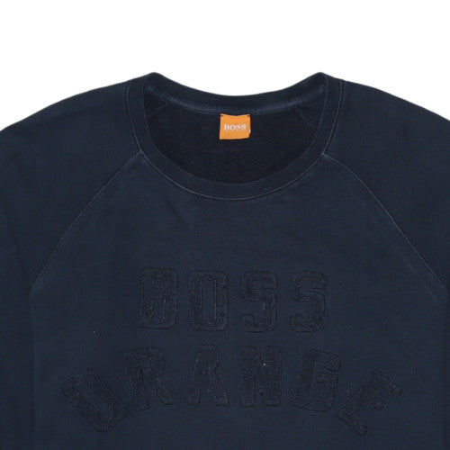 Hugo Boss Mens Navy Sweatshirt L Crew Neck Cotton BOSS Orange