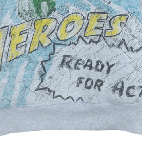 Marvel Heroes Men's Grey Pullover Hoodie Size S Graphic Print Fleece