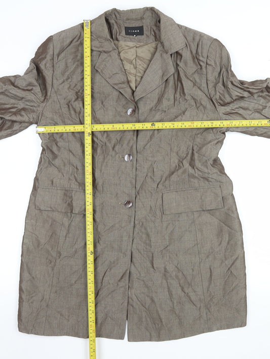 Linea Women Beige Long Single-Breasted Blazer Coat Size 16 Classic Fit