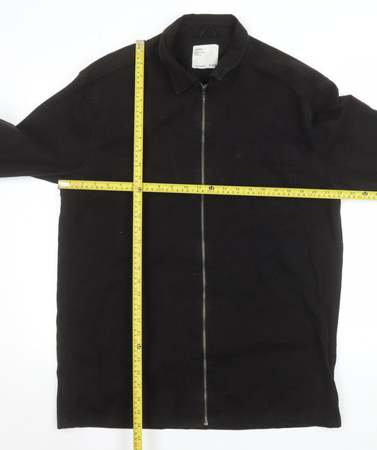 Bershka Men's Black Cotton Full Zip Casual Jacket XL
