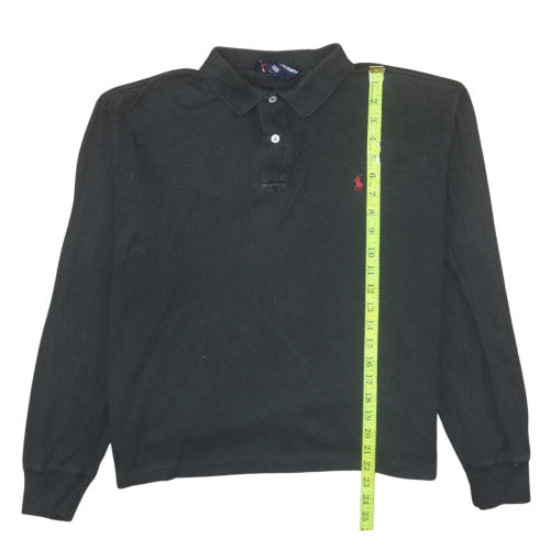 Ralph Lauren Men's Black Long Sleeve Cotton Polo Shirt Size L