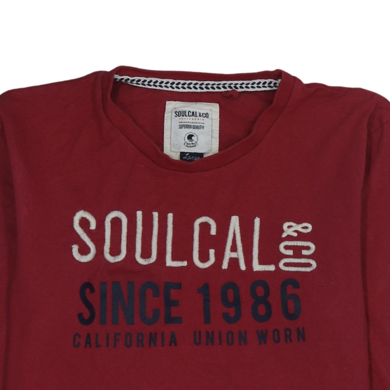SoulCal & Co Men's Red Long Sleeve Graphic Crew Neck Top Size L