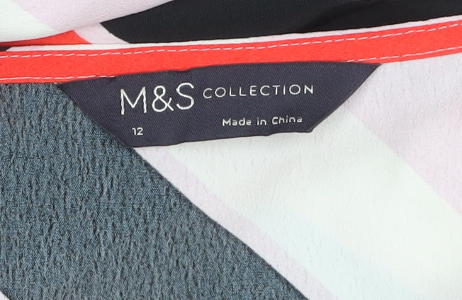 Marks and Spencer Women’s Multicoloured Stripe A-Line Midi Dress Size 12