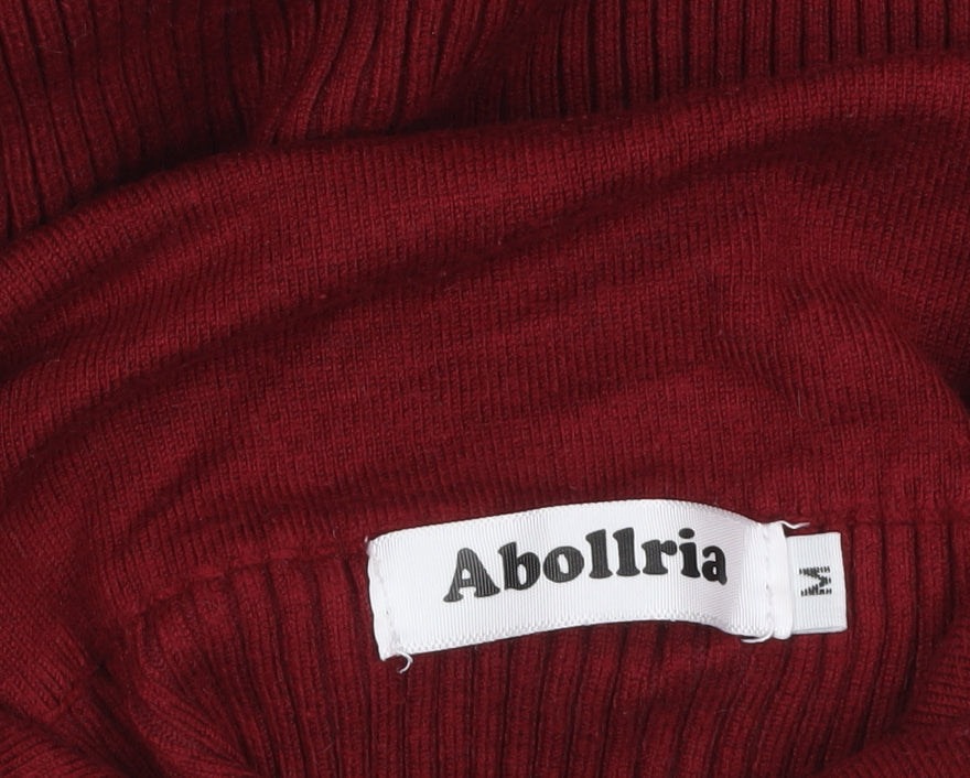 Abolria Women Red Knit Roll Neck Bodycon Dress Size M