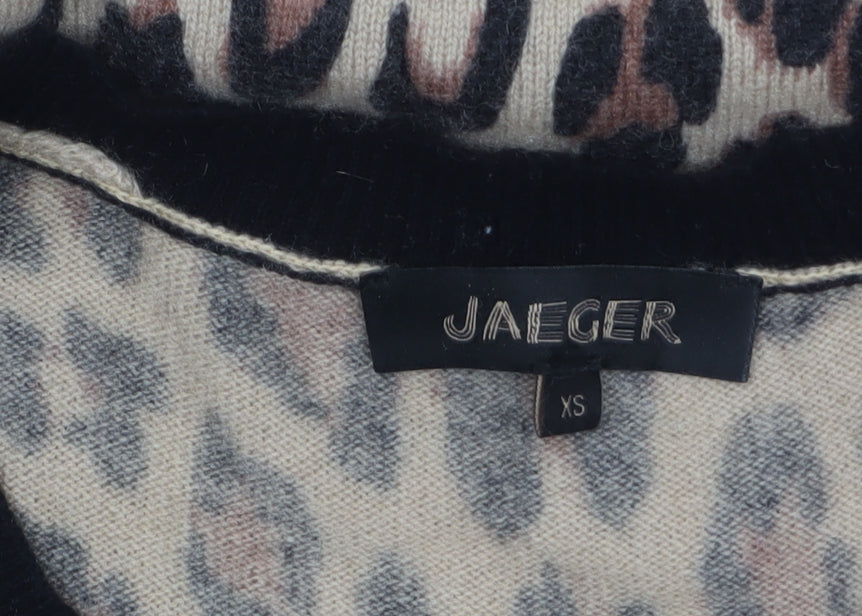 Brand and care label for Jaeger Women Beige Leopard Knit Bodycon Dress XS Long Sleeve