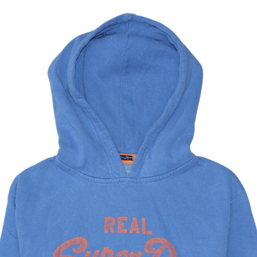 Superdry Men's Blue Pullover Hoodie Medium Vintage Logo