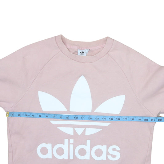 Adidas Womens Pink Crew Neck Logo Pullover Sweatshirt Size 10