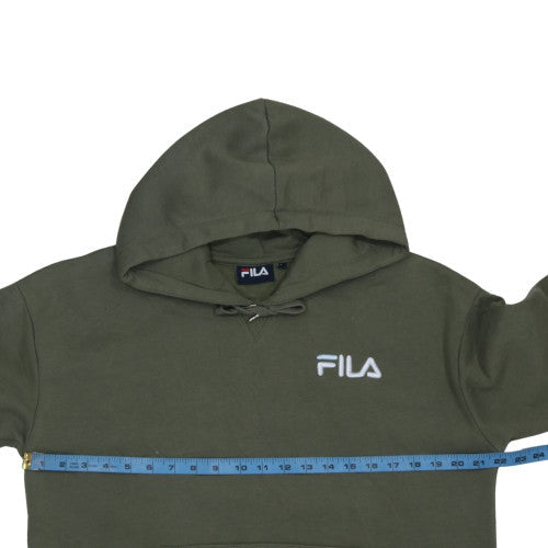 Fila Womens Khaki Green Pullover Hoodie M Embroidered Logo Casual