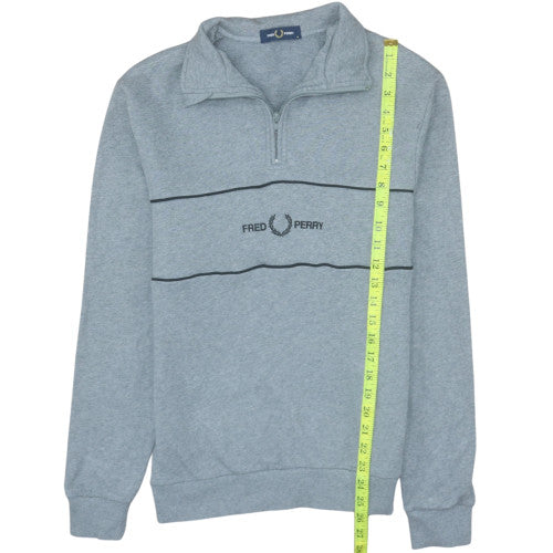 Fred Perry Men's Grey 1/4 Zip Sweatshirt Classic Logo M
