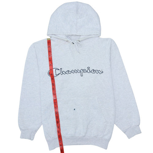 Champion Men's Grey Pullover Hoodie M Embroidered Logo Fleece