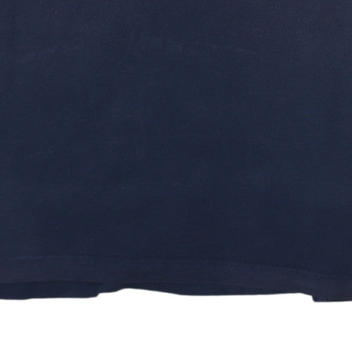 Adidas Men's Blue Large Trefoil Logo Cotton Short Sleeve T-Shirt