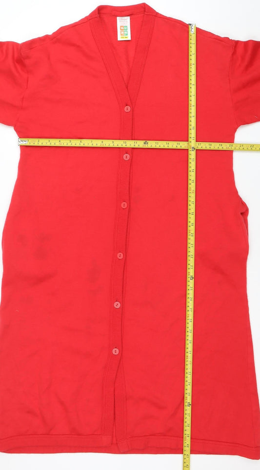 Marks and Spencer Women Red 10-12 V-Neck Button Cardigan