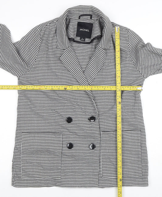 Monki Womens Black Houndstooth Double-Breasted Blazer Size S