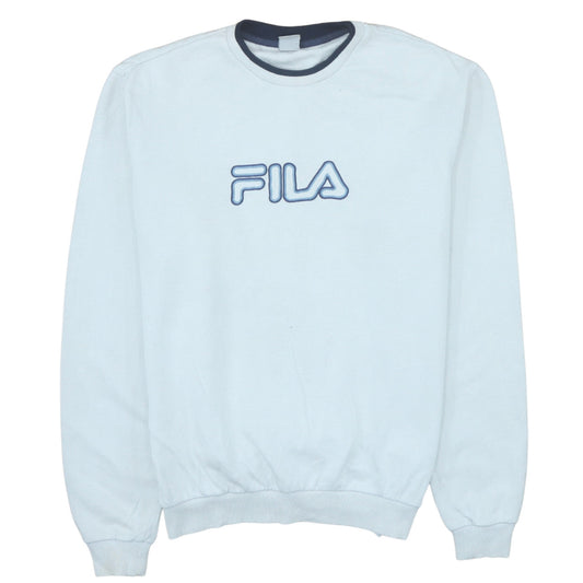 Fila Men's White Embroidered Logo Retro Cotton Sweatshirt Medium
