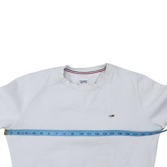 Tommy Jeans Men's White XS Pullover Logo Crew Neck Sweatshirt