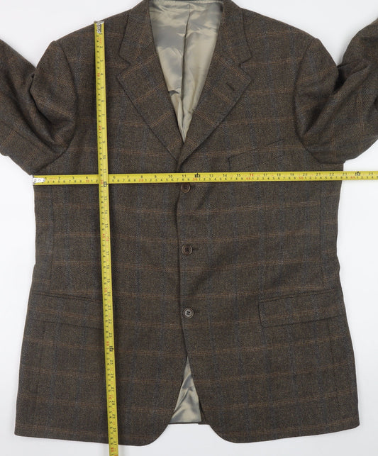 Marks and Spencer Men's Brown Check Wool Cashmere Blazer 44in M