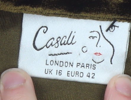 Casali Womens Brown Velvet Button-Up Long Sleeve Shirt UK 16
