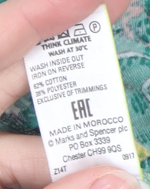 Marks and Spencer Women's Green Floral Button Blouse Size 10