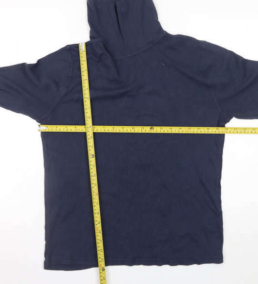Mountain Warehouse Men's Navy Long Sleeve Roll Neck Cotton T-Shirt Size L