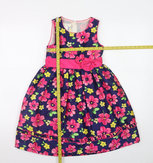 American Princess Girls Multicoloured Floral Fit & Flare Dress Size 12 Years