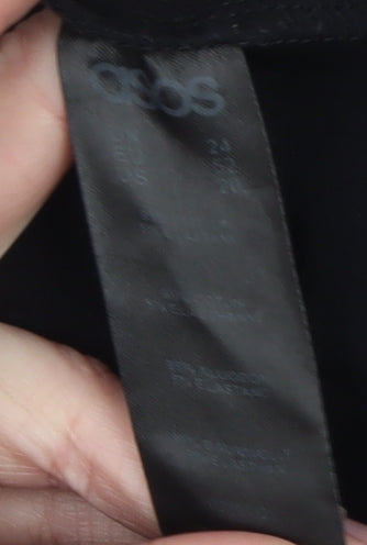Brand and care label for ASOS Women Black, size 14, Skater Dress Long Sleeve Square Neck