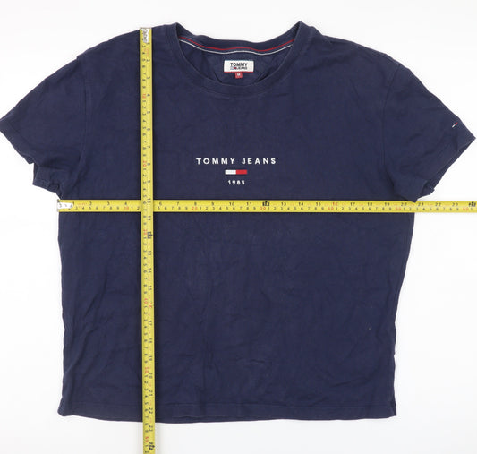 Tommy Jeans Men's Navy Blue Cotton Crew Neck Short Sleeve T-Shirt M
