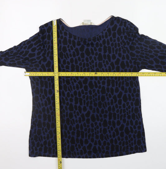 Boden Women's Blue Animal Print 3/4 Sleeve Lyocell Blouse UK 12
