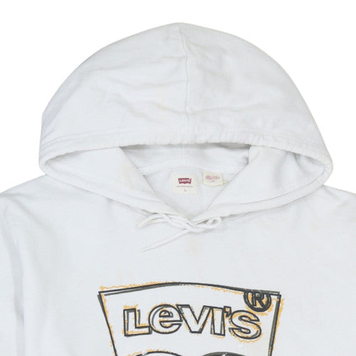 Levi's Men's White Pullover Hoodie L Graphic Logo Cotton