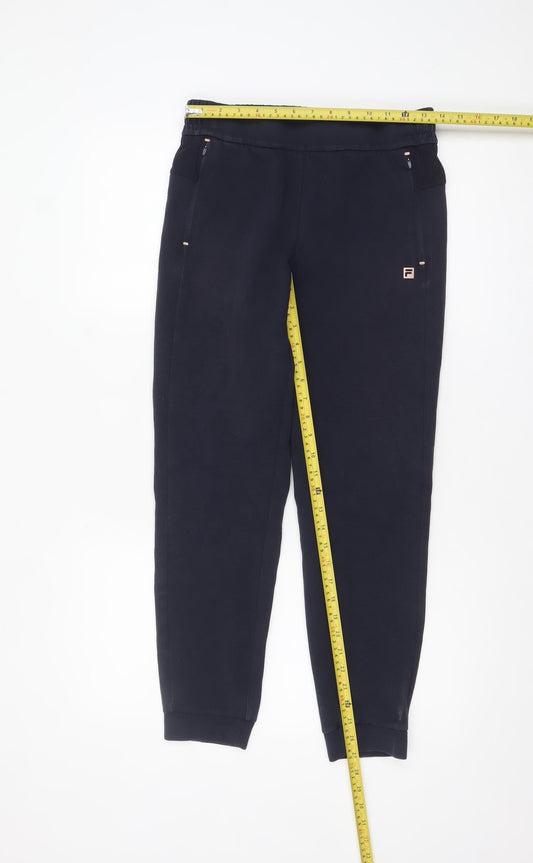 Fila Women's Black Jogger Trousers L Elastic Waist Fleece Sportswear