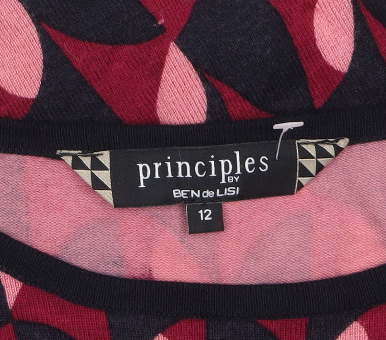 Principles by Ben de Lisi Women’s Multicoloured Size 12 Geometric Ruffle Sleeve Jumper