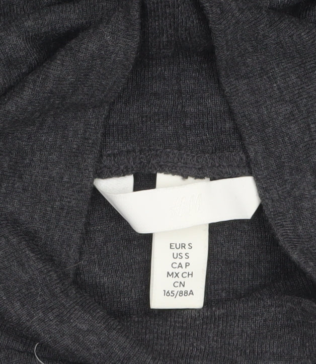 H&M Women’s Grey Roll Neck Long Sleeve Jersey Top Size 8