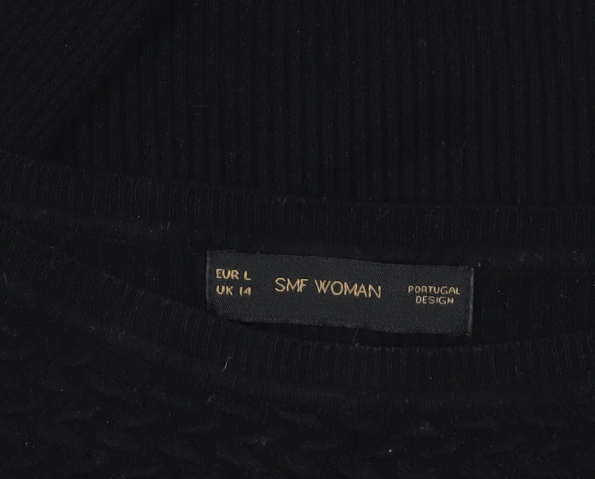 Additional view of SMF Woman Black Bodycon Knit Long Sleeve Short Dress UK 14