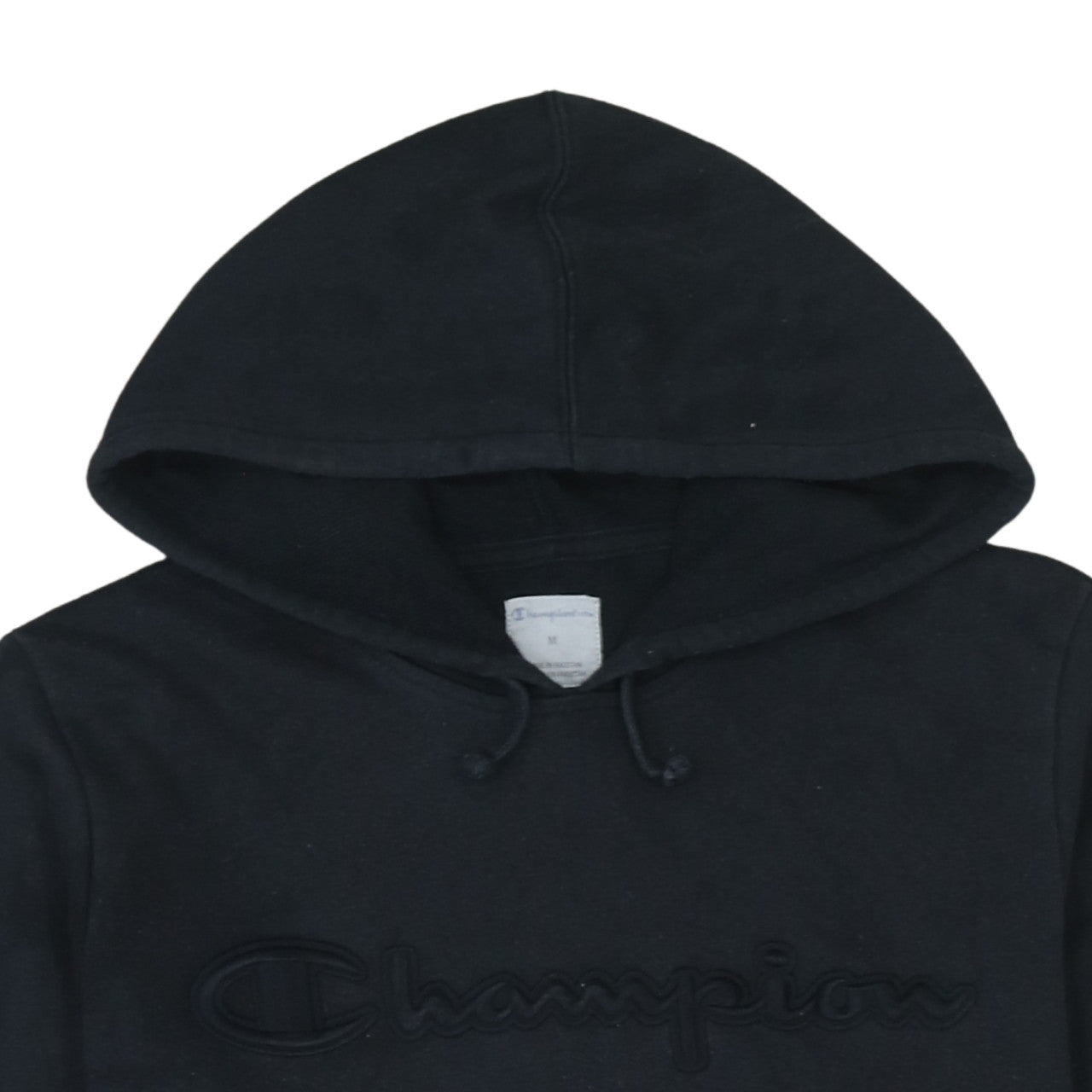 Champion Men's Black Pullover Hoodie M Fleece Logo Sweatshirt