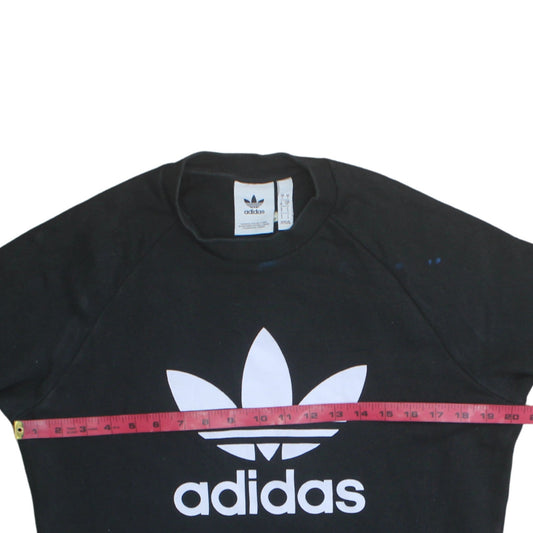 Adidas Mens Black Small Trefoil Logo Pullover Sweatshirt