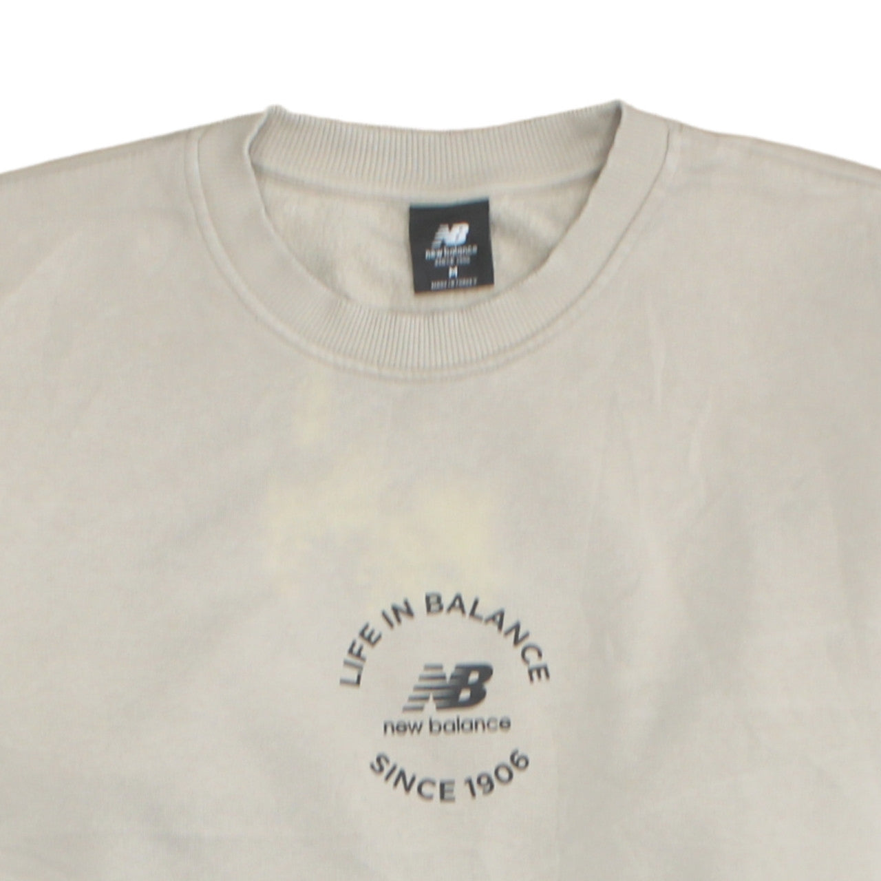 New Balance Womens Beige Crew Neck Pullover Sweatshirt M Cotton Blend