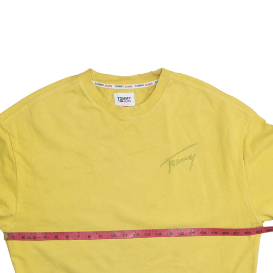 Tommy Jeans Men's Yellow Pullover Sweatshirt M Crew Neck Logo