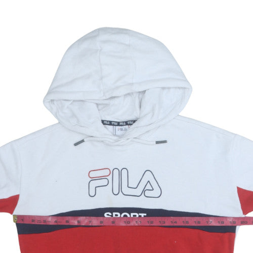 FILA Mens White Red Pullover Hoodie S Sports Graphic Logo