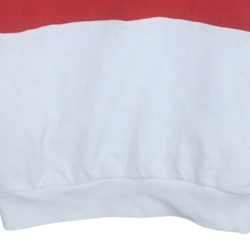 FILA Mens White Red Pullover Hoodie S Sports Graphic Logo