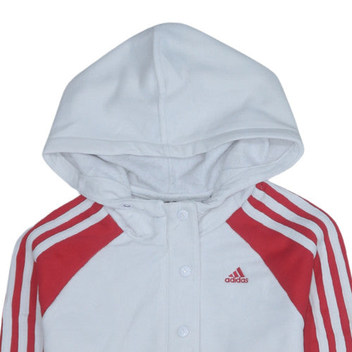 Additional view of Adidas women’s white & red full zip hoodie, size UK 10, classic fit
