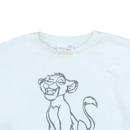 Disney Women White Lion King Sweatshirt Size S Crew Neck Pullover