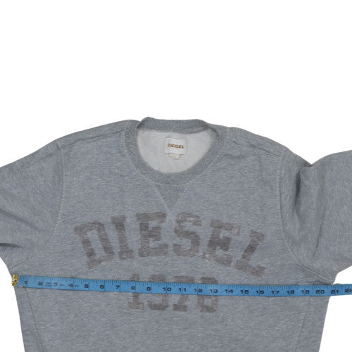 Diesel Men's Grey Cotton Crew Neck Graphic Sweatshirt S