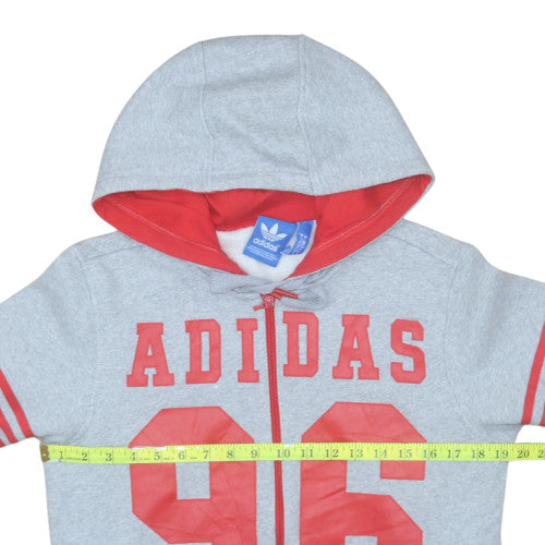 Adidas Originals Men's Grey Red Full Zip Hoodie Size S