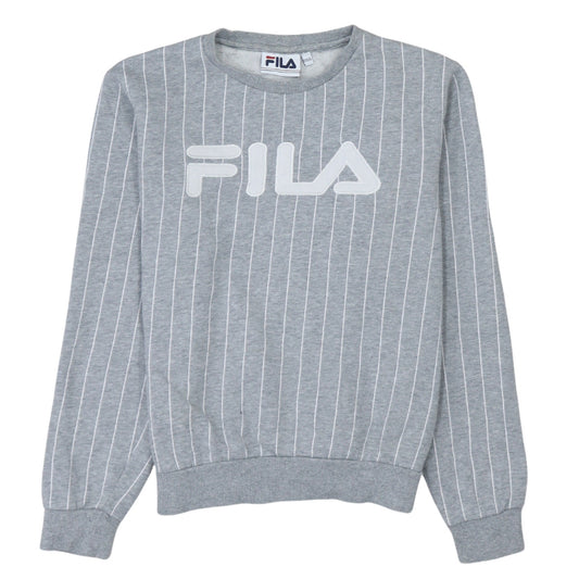 Fila Womens Grey Pinstripe Logo Sweatshirt XXS/6 Casual Pullover