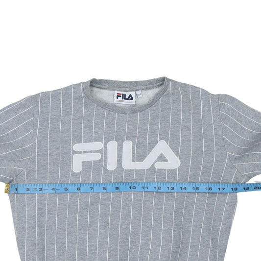 Fila Womens Grey Pinstripe Logo Sweatshirt XXS/6 Casual Pullover
