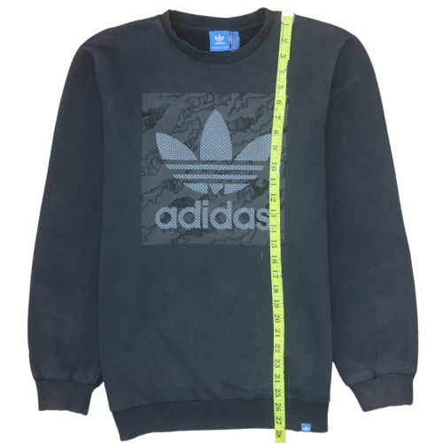 Adidas Mens Black Crew Neck Logo Pullover Sweatshirt Size M