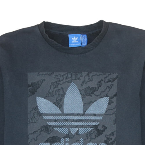 Additional view of Adidas men’s black crew neck logo pullover sweatshirt, size M