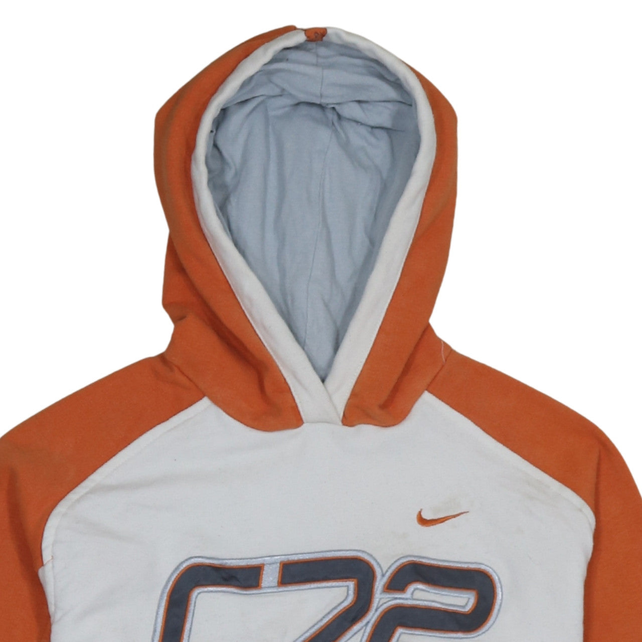 Additional view of Nike boys’ white & orange pullover hoodie, size 10-12, years c72 logo