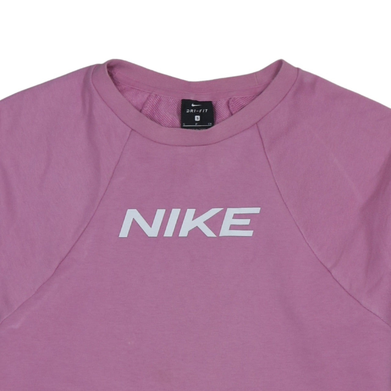 Nike Women's Pink Dri-FIT Pullover Sweatshirt Small Logo Crew
